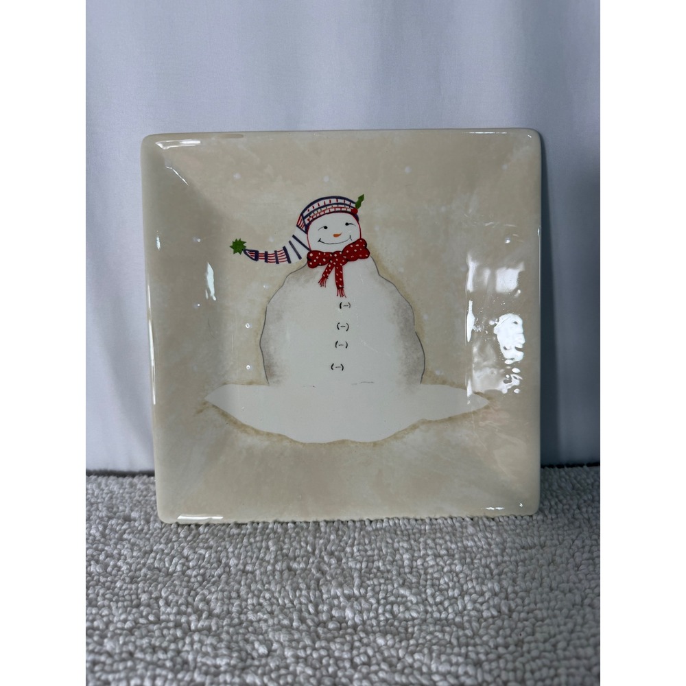 Oneida‎ Square Plate Snowman Christmas Holiday Winter Festive Design